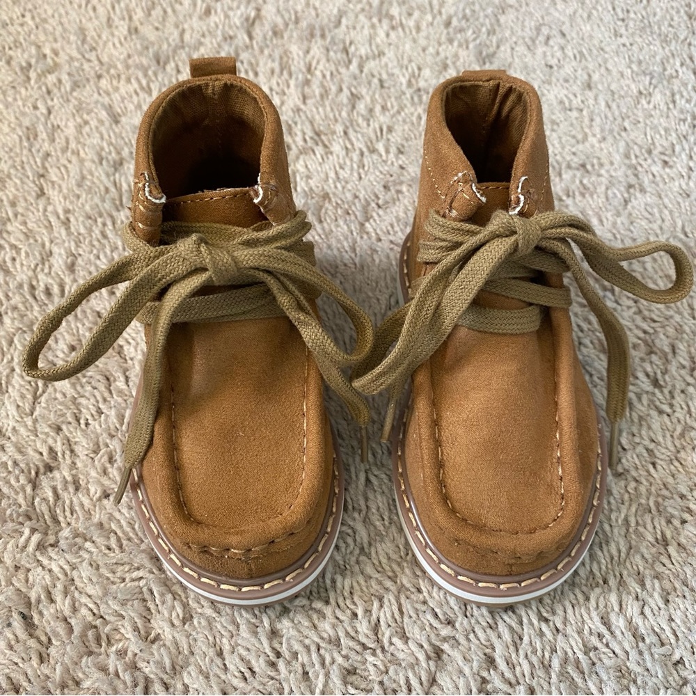 Toddler Moc Toe Boots, Cognac, Size 5 - Picture 3 of 11